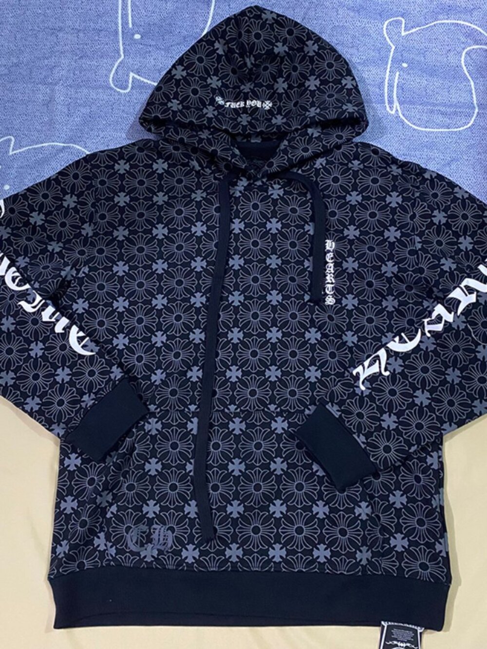 Chrome Hearts All-Over Cross Print Black Hooded Sweatshirt